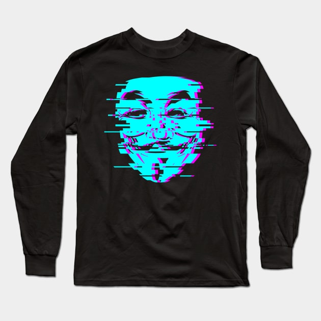 Anon Glitch Blue Long Sleeve T-Shirt by Starquake